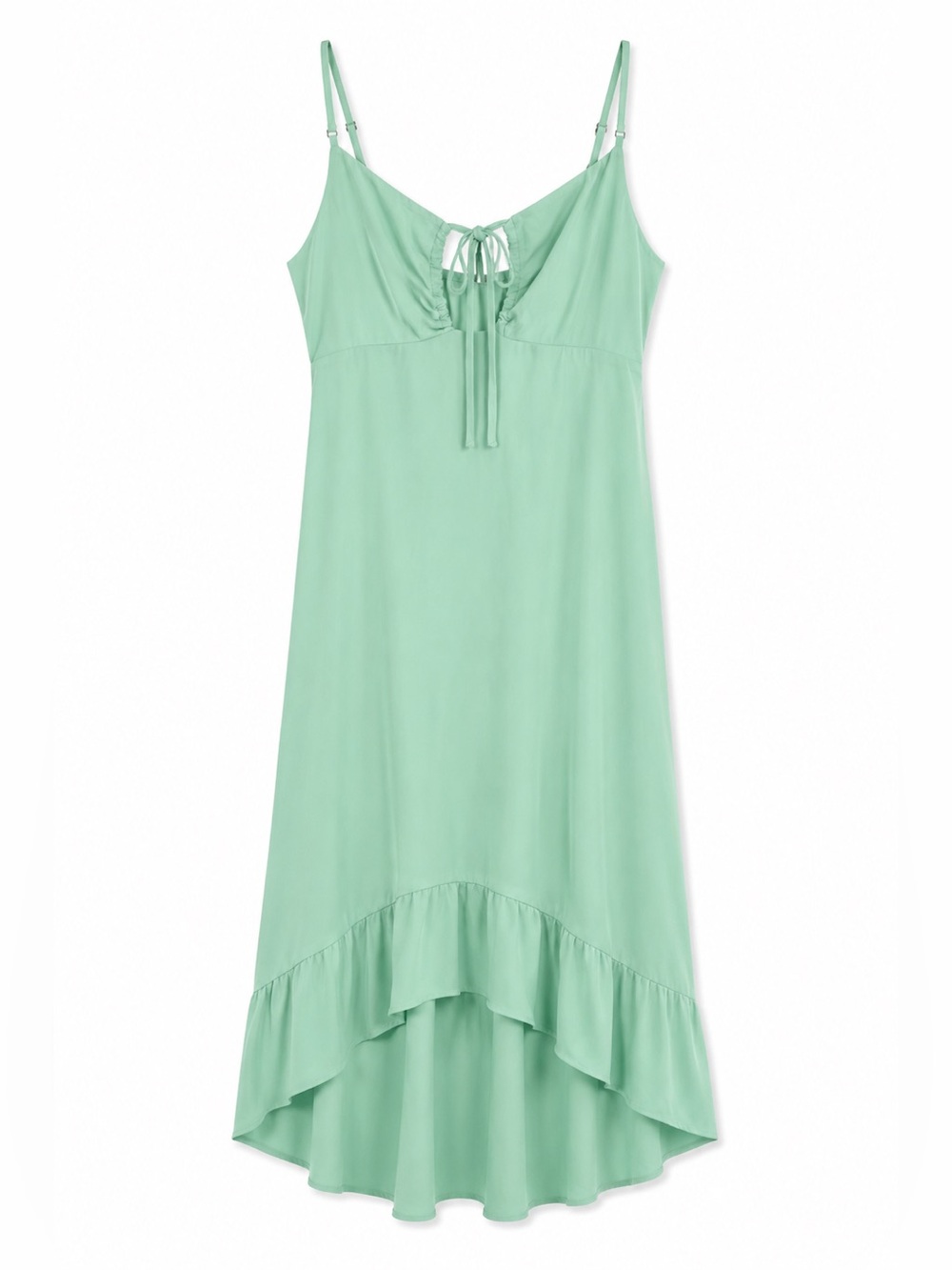 Wild Fable Seafoam Green Tie Front Ruffle Midi Dress Cottagecore